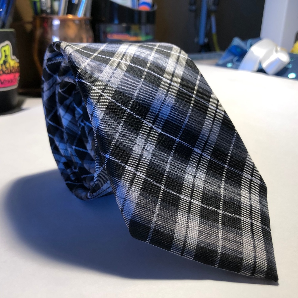 Ben Sherman Handmade Black and White Plaid Tie